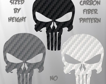 Punisher Skull Decal - Carbon Fiber Punisher Sticker