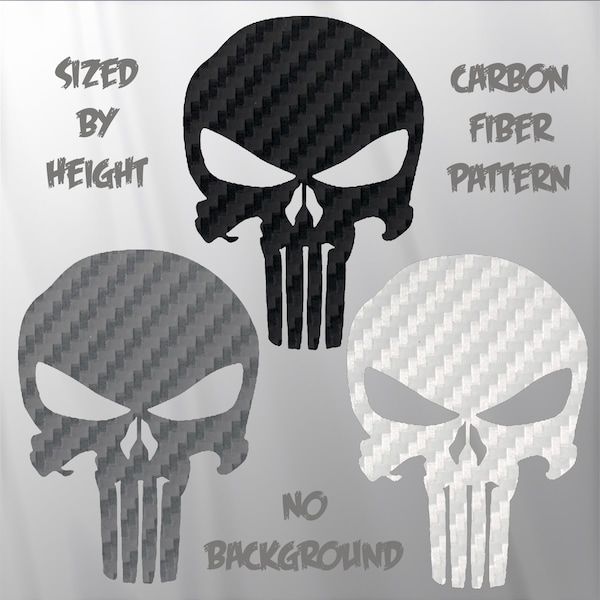 Punisher Skull Decal - Carbon Fiber Punisher Sticker