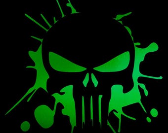 Punisher Skull Splatter Decal - Chrome Vinyl Sticker