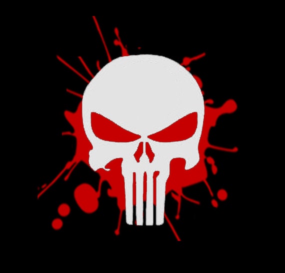 Punisher Skull With Outline Splatter Decal Vinyl Punisher Sticker Choose  Size & Splatter Color 