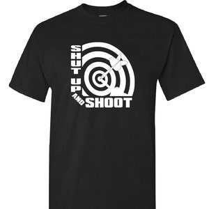 T-Shirt SHUT UP and SHOOT Darts Dart Bar Drinking Game Funny Custom Tee