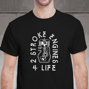 Two Stroke Engines T-SHIRT 4 Life 2 Stroke Motorcycle Cafe Race Sport Bike RZ350 RD400 RZ500 RD250 H2