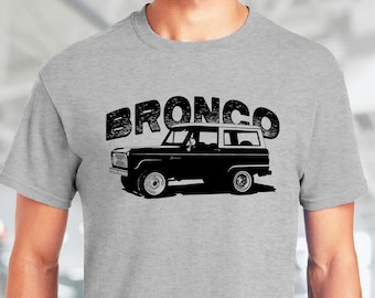 T Shirt BRONCO TRUCK Late Model Classic Custom Screen Printed Tee Grey