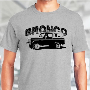 T Shirt BRONCO TRUCK Late Model Classic Custom Screen Printed Tee Grey