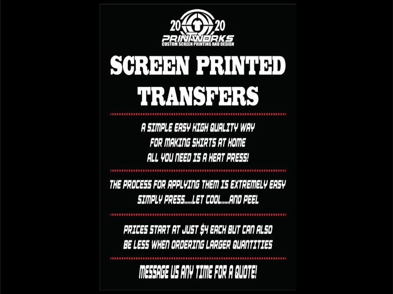 Transferências genuínas em serigrafia plastisol, prontas para impressão. imagem 1