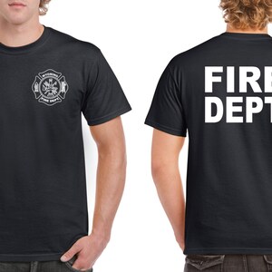 12 Custom Screen Printed FIRE DEPARTMENT Shirts Front and Back Print 1 Color