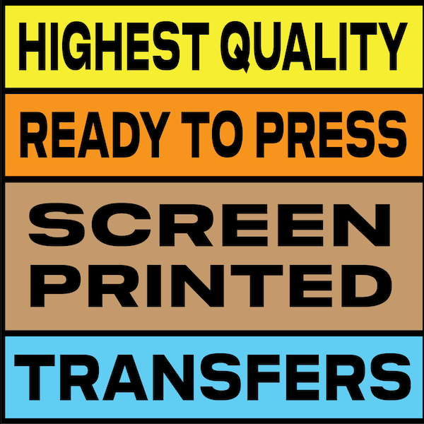 SCREEN PRINTED TRANSFERS - Heat Press Ready - *Genuine* Plastisol Transfers -  Screen Printing - Ready To Press - Not DTf or Vinyl