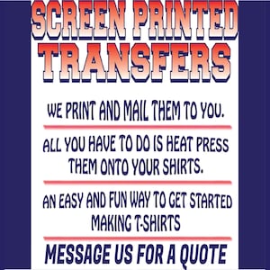 12 Custom Screen Print Transfers - Single Color, Ready To Press (12x12 Sheets)
