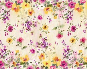 Timeless Treasures - Muse - C5791-Natural - Alice Kennedy - Double Border - Summer - Floral - One More Yard