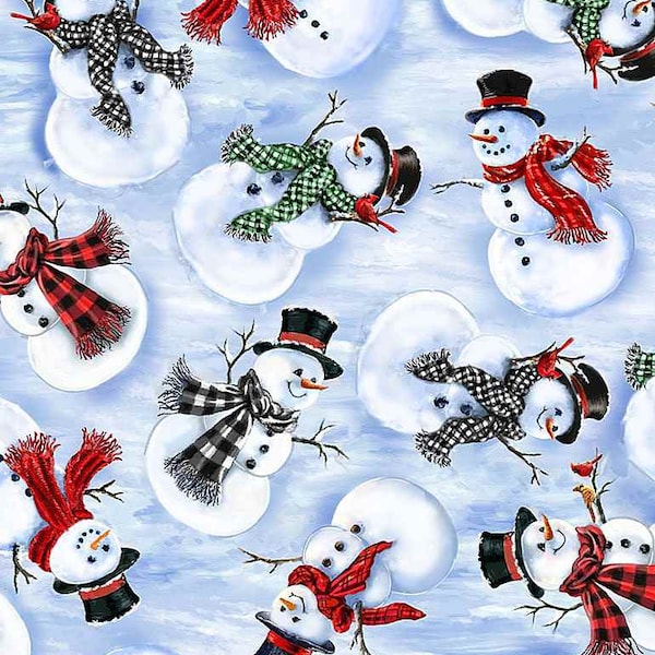 Timeless Treasures - Softie Holiday - PD8993 - Tossed Snowmen - Minky - Soft - Cuddly - Winter - Dona Gelsinger - One More Yard