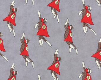 MODA - Monkey Tales - Erin Michael - 26080 20 - Super Monkey - Grey - Children Novelty - Sock Monkey - Monkeys - One More Yard