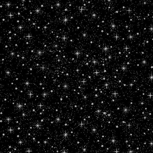 Hoffman - Sparkle and Fade - U5001-4S - Sky - Stars  - Silver - Metallic - Black - Accent - Blender - One More Yard