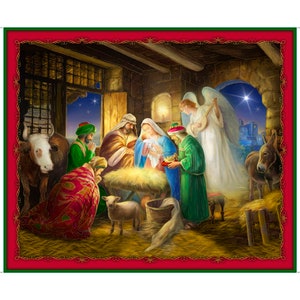 Quilting Treasures - Born is the King - 27811-X - Panel - Nativity - Christmas - Holiday - Winter - ©Menga - One More Yard