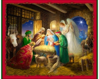 Quilting Treasures - Born is the King - 27811-X - Panel - Nativity - Christmas - Holiday - Winter - ©Menga - One More Yard