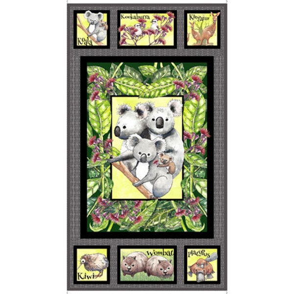 Quilting Treasures - Kiwis & Koalas - 28051-K - Koala - Panel - Animals - Nature - Adventure - Bear - ©Desiree Designs - Australia