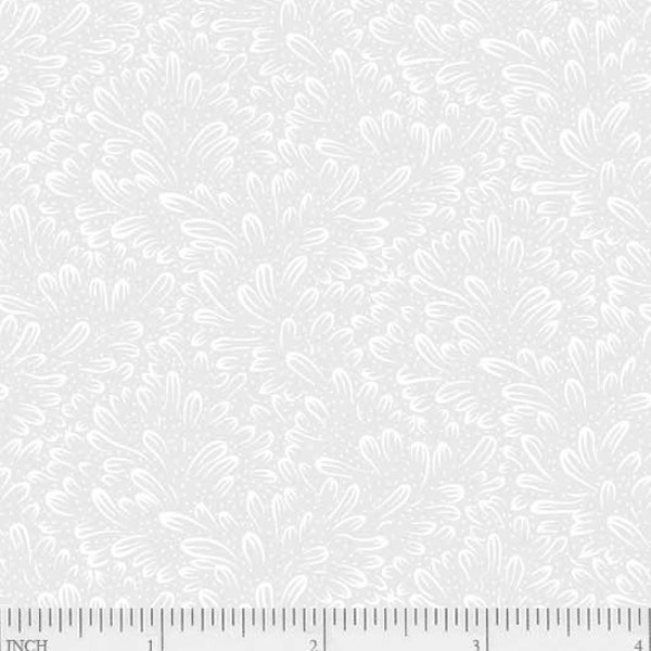 P&B Textiles - White on White Floral - Ramblings - RAMB258-W  - Floral - White - Blender - Accent - White on White - One More Yard