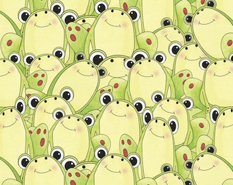 Quilting Treasures - It's A Pond Party - 1649-24917-GS - Desiree Designs - Frogs - Green - Novelty - Children - One More Yard