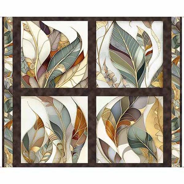 Quilting Treasures - Frond Nouveau - 30097-A - Nouveau Leaves Panel - Espresso - Sasha - Panel - Movement - Pillow Panel - One More Yard