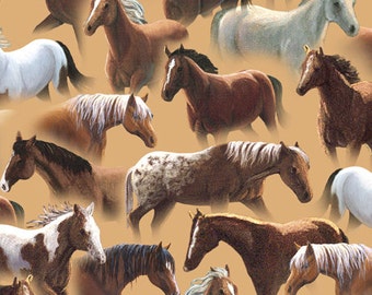 Quilting Treasures - Sundance - 1649-24796-E - Lane Kendrick - Horses - Wild Horses - One More Yard