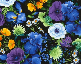 Timeless Treasures - Tossed Flowers - C5927 - Reverie - Chong-a Hwang - Flowers - Summer - Multi - Floral - One More Yard