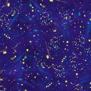 Timeless Treasures - Utopia - CM1028-Blue - Small Metallic Paint Splatters - Chong-A Hwang - Blue - Accent - Blender - Metallic - Gold