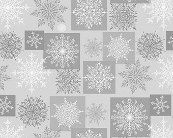 Henry Glass - Holiday Lane - 9631-90 - Snowflakes in Blocks - Holiday - Jan Shade Beach - Accent - Blender - Snowflakes - One More Yard