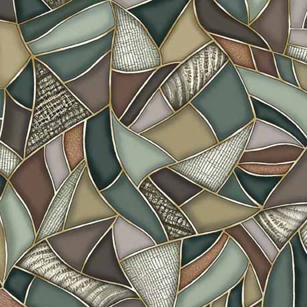 Quilting Treasures - Frond Nouveau - 30099-G - Mosaic - Evergreen - Accent - Blender - Geometric - One More Yard
