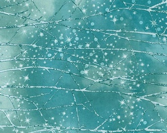 Robert Kaufman - Sugar Plum - AYCM-15901-245 - McKenna Ryan - Mist - Holiday - Winter - Snow - Branches - Green - One More Yard