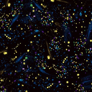 Timeless Treasures - Utopia - CM1028-Black - Small Metallic Paint Splatters - Chong-A Hwang - Black - Accent - Blender - Metallic - Gold