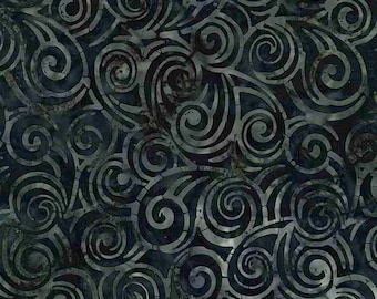 Timeless Treasures - Noir - B7903 - Tonga - Black - Batiks - Swirls - Blender - Accent - Grey - One More Yard