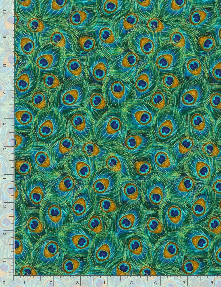 Timeless Treasures - Packed Peacock Feathers - CM8669 - Jade Timeless Treasures - Packed Peacock Feathers - CM8669 - Jade