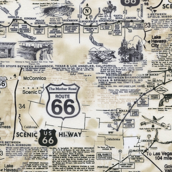 Timeless Treasures - Route 66 - C7529 - Map - Nostalgic - Map of Route 66 - Travel - One More Yard