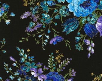 Timeless Treasures - Enchanted - CM5871-Black - Chong-a Hwang - Black - Summer - Floral - One More Yard