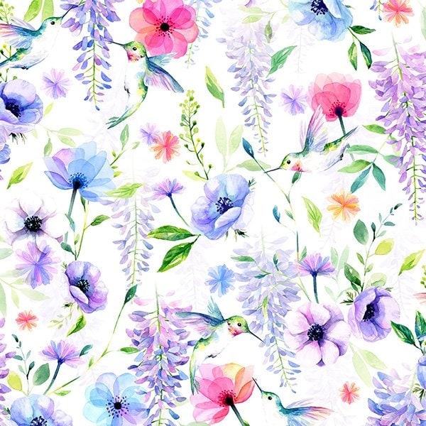 Hoffman - Wisteria - S4812-295 - Hummingbird - Floral - Flowers - Accent - Blender - One More Yard