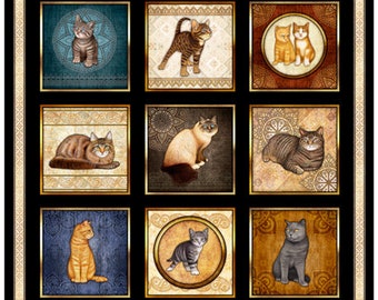 Quilting Treasures - Felicity - 28486-J - Cat Patches - Animal - Pet - Accent - Blender - Dan Morris - Cat - Stripe - Panel - One More Yard