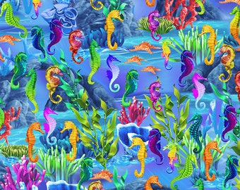 Timeless Treasures - Seahorses - C6150-Sea - Michael Searle - Nautical & Sea Life - Summer - Sea Life Vacation - Sea - Ocean -One More Yard