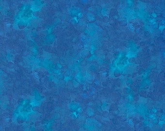 Timeless Treasures - Sapphire - C6100-Sapphire - Solid-ish Watercolor Texture - Tonal - Blue-on-Blue - Blender - One More Yard