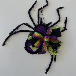 Halloween Spider Wreath | Glitter Bow Spider Decor | Spooky Front Door Wreath | Unique Halloween Home Décor, Spider Spooky Decorations