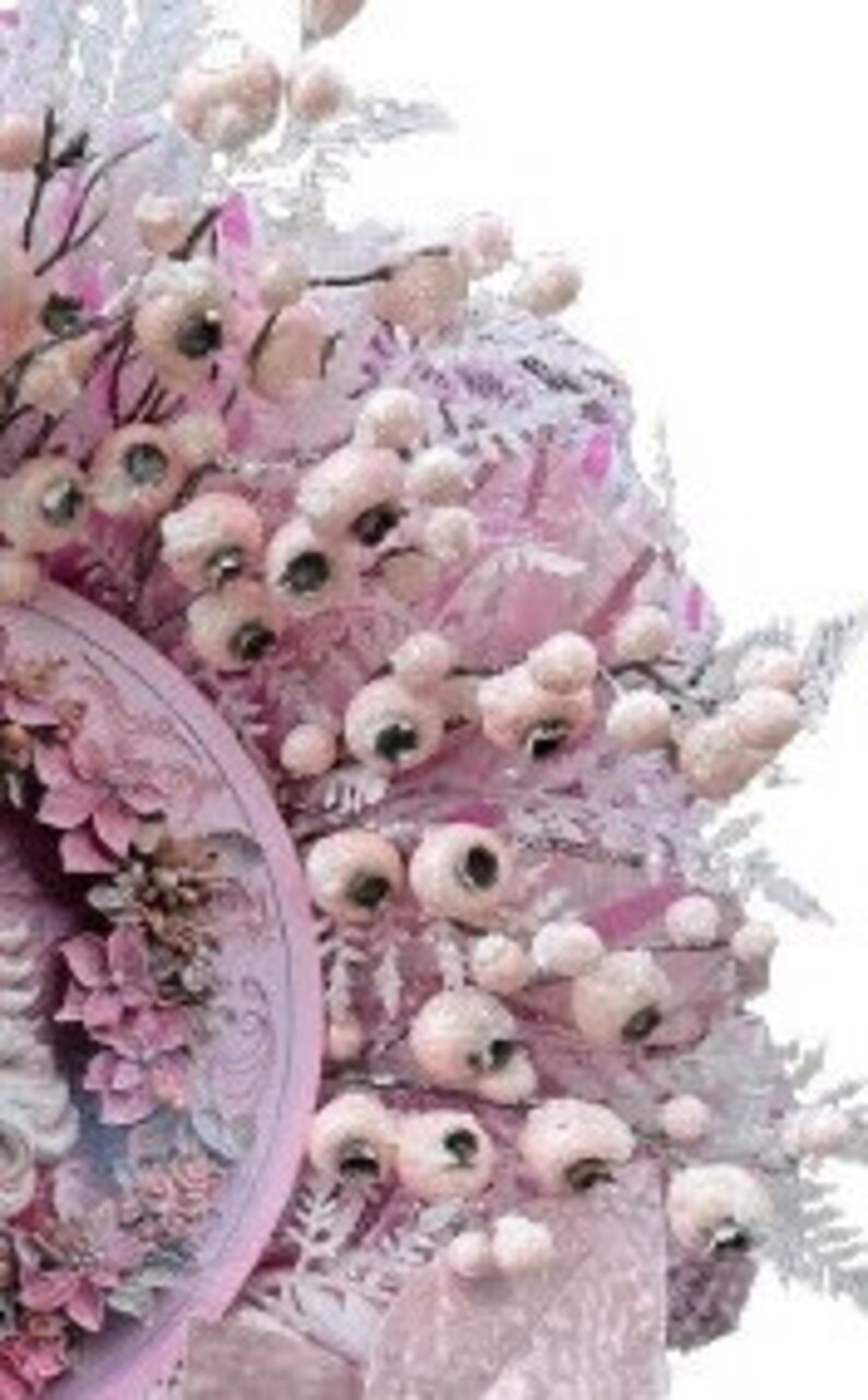 Pink Santa Christmas Wreath, Handmade Holiday Decor, Santa Wreath With ...
