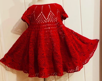 Real Red Crocheted Dress Pattern, Crochet Pattern