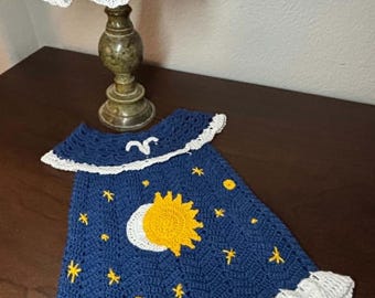 PDF Pattern: Celestial Sun Moon Dress & Sunhat Crochet Pattern | Baby PDF Outfit (Digital Download)