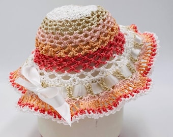 Peaches and Cream Crocheted Bonnet Pattern