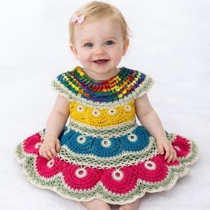 Fiesta Baby Dress Crochet Pattern, Colorful Cinco de Mayo Outfit (PDF Download)