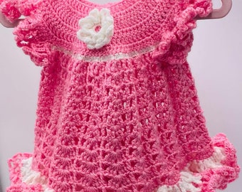 Pretty in Pink w Chain Ruffles Crocheted Baby Dress Pattern