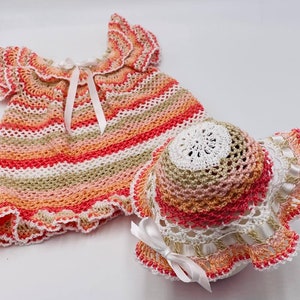 Peaches and Cream Baby Dress and Bonnet Pattern