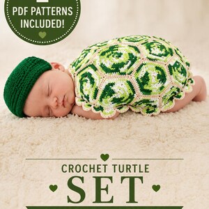 PDF Pattern: Crochet Turtle Baby Photo Prop & Plush Turtle Set