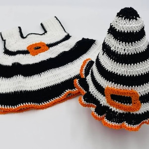 Black and White Witchy Baby Dress Crochet Pattern, Gothic Baby Clothes Sewing Tutorial, Halloween Baby Outfit PDF Instant Download