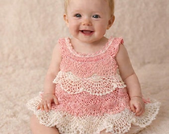 PDF Pattern: Crochet Baby Dress Pattern, Ruffles and Picots, Newborn Size (PDF Pattern)