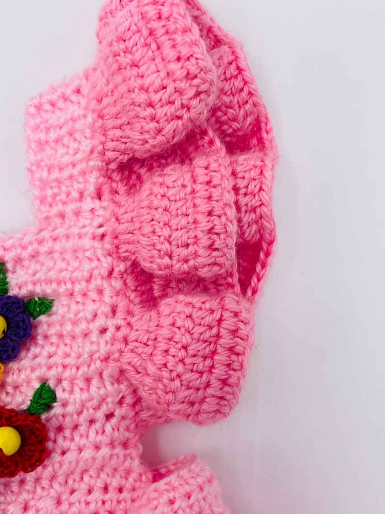 Pink Crochet Ruffles Pink Ruffles Handmade Crocheted Baby Romper W/handstitched Flowerpot - Etsy