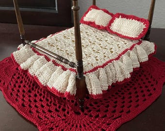 1:12 Scale Dollhouse Bedding Crochet Pattern, Miniature Blanket and Pillow DIY Tutorial, Digital Download for Dollhouse Decor